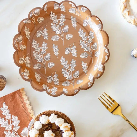 Acorns Scalloped Circle Paper Plate