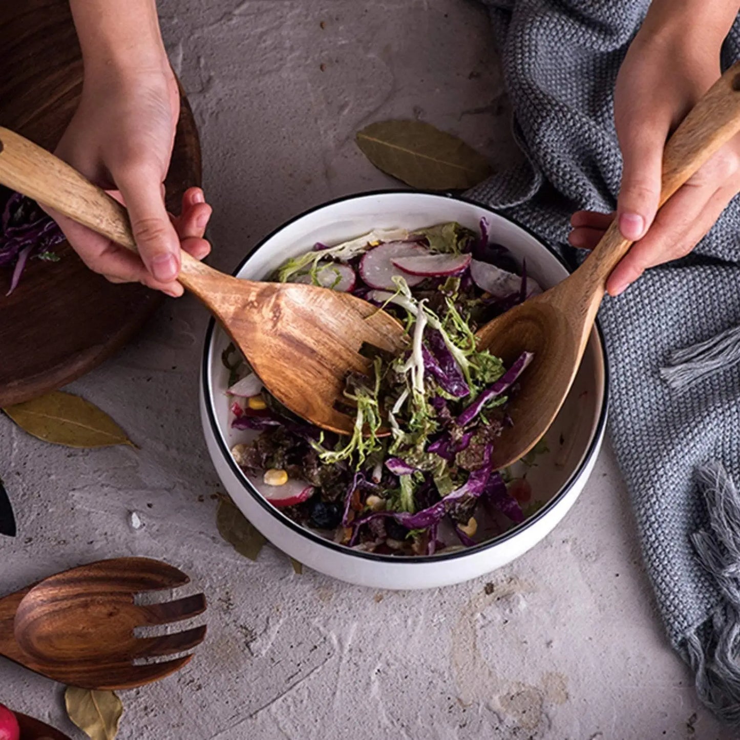 Wood Salad Spoon & Fork Set