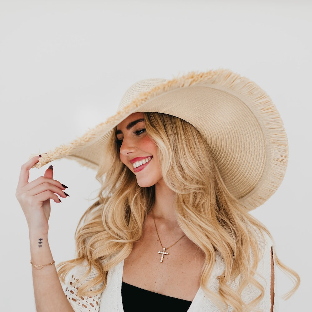 Lake Shore Drive Wide Fringe Sun Hat