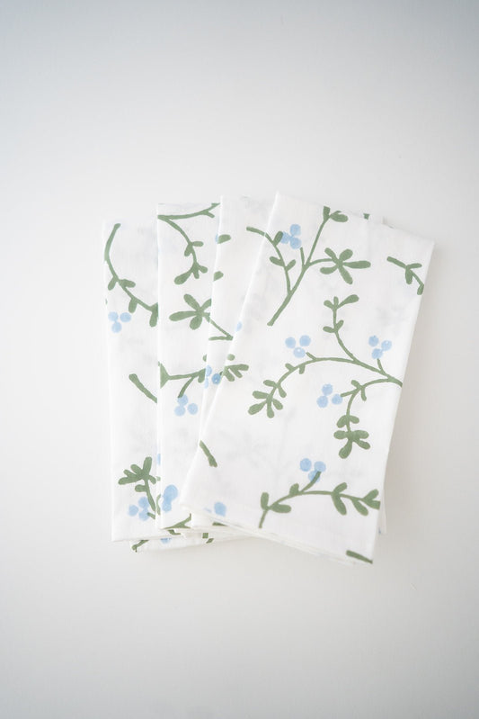 Organic Napkins (set of 4) - Winterberry, Uniform Blue & Sage