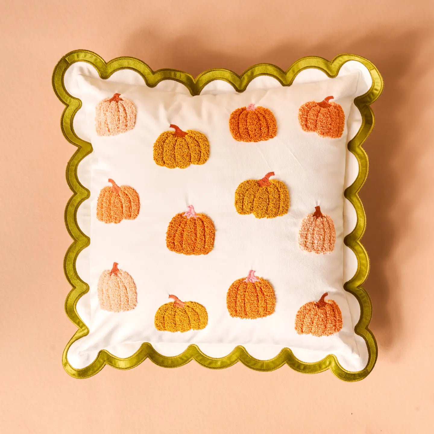Scalloped Square Throw Pillow-Pumpkin Patch