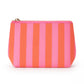 Preppy Stripe Pouch + Cosmetic Bag | Pink & Orange