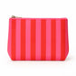 Valentines Day Gift Makeup Bag | Leather Pink & Red Stripe