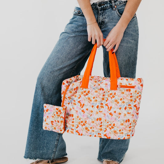 Presley Puffer Quilted Tote Bag With Pouch