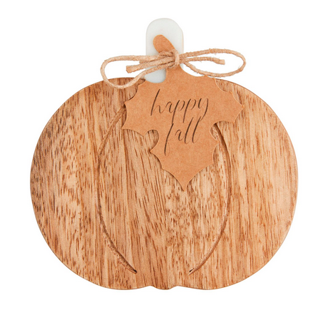 Wood & Marble Pumpkin Coaster Set