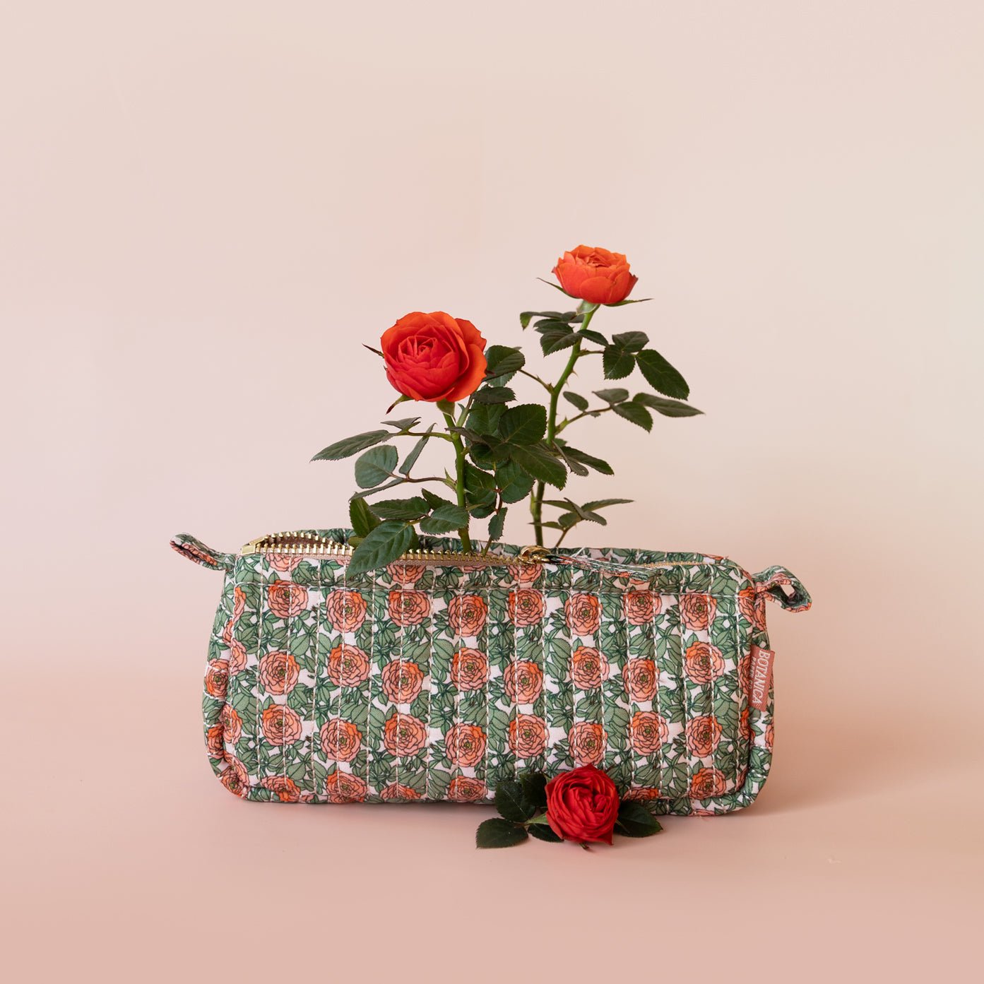 ROSE | Cotton Quilted Pencil Pouch