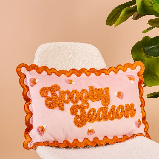 Scalloped Rectangle Throw Pillow-Spooky Season