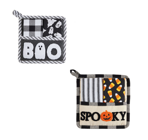 Spooky Pot Holder & Dish Towel Set ~ 2 Styles