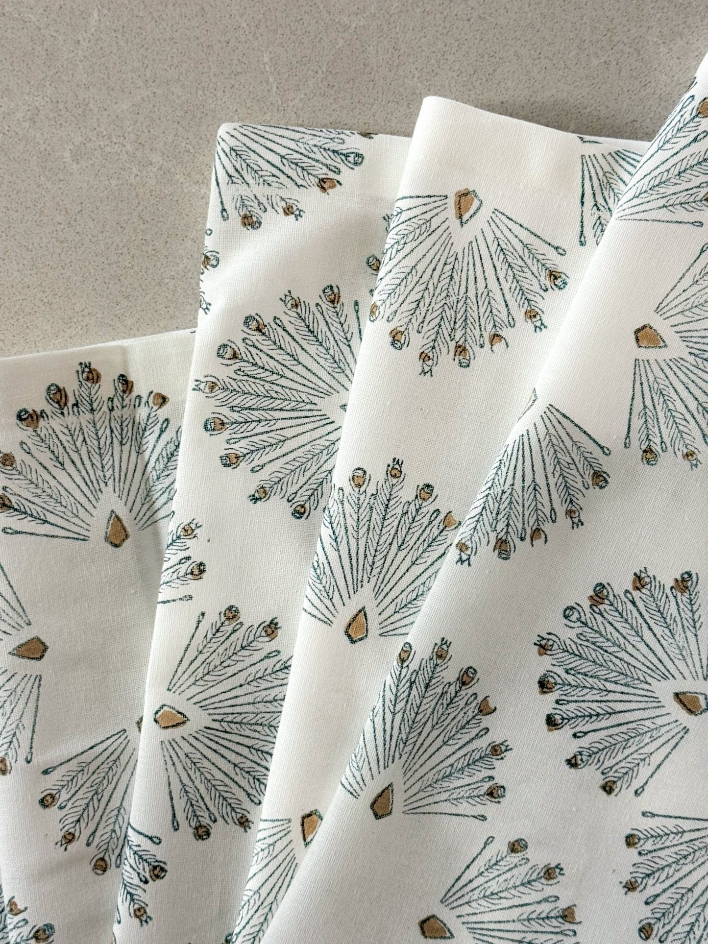 Table Runner (Ivory) - Peacock Paradise- Midnight
