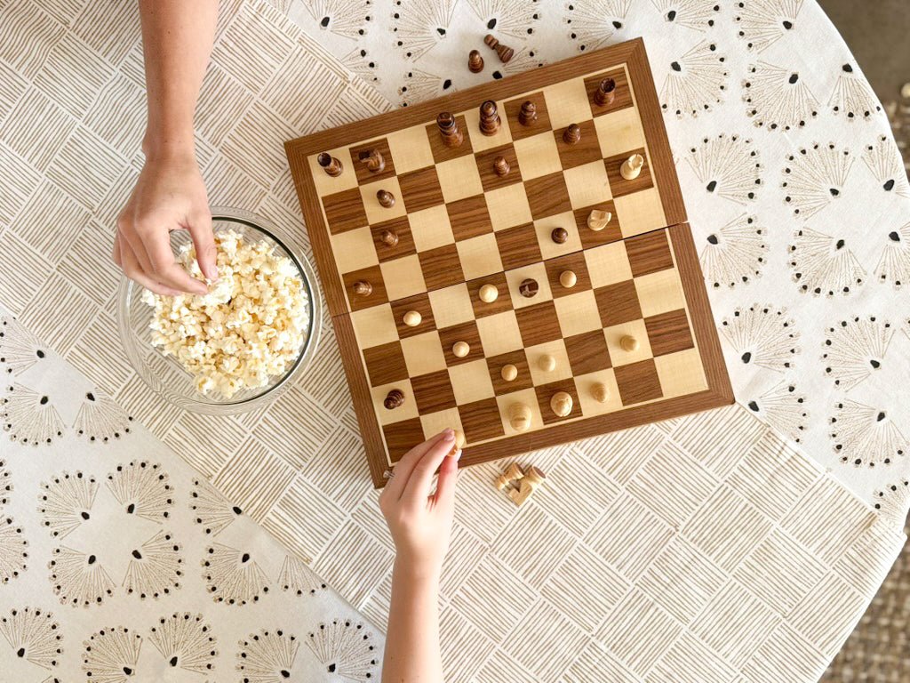 Table Runner (Ivory) - Striped, Chai
