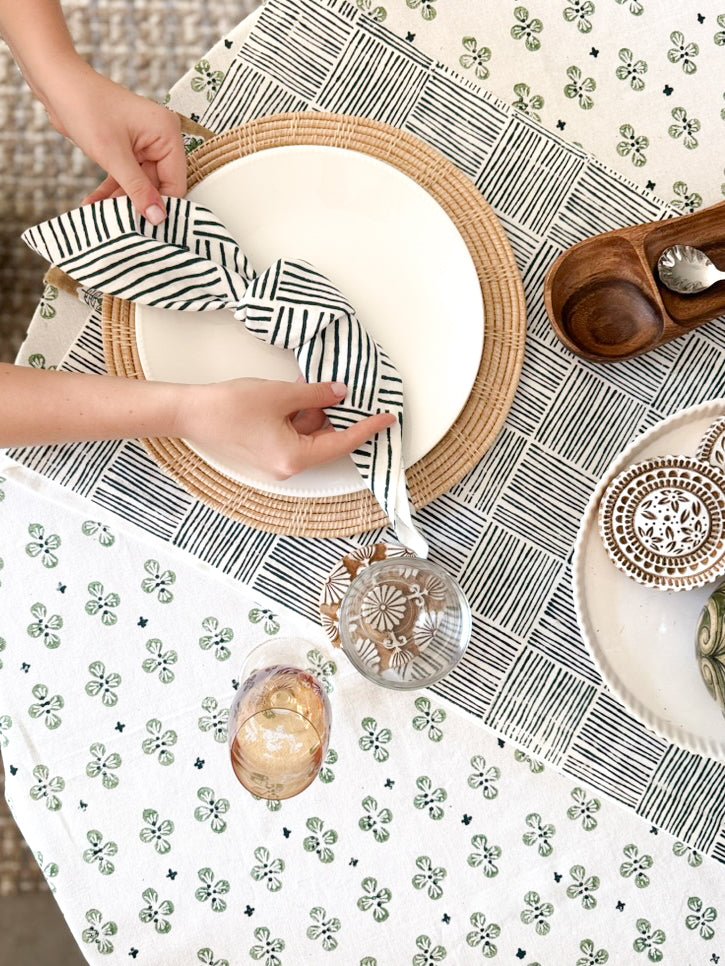 Table Runner (Ivory) - Striped, Midnight