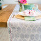 Table Runner - Vara, Navy with Pink & Green Stitching