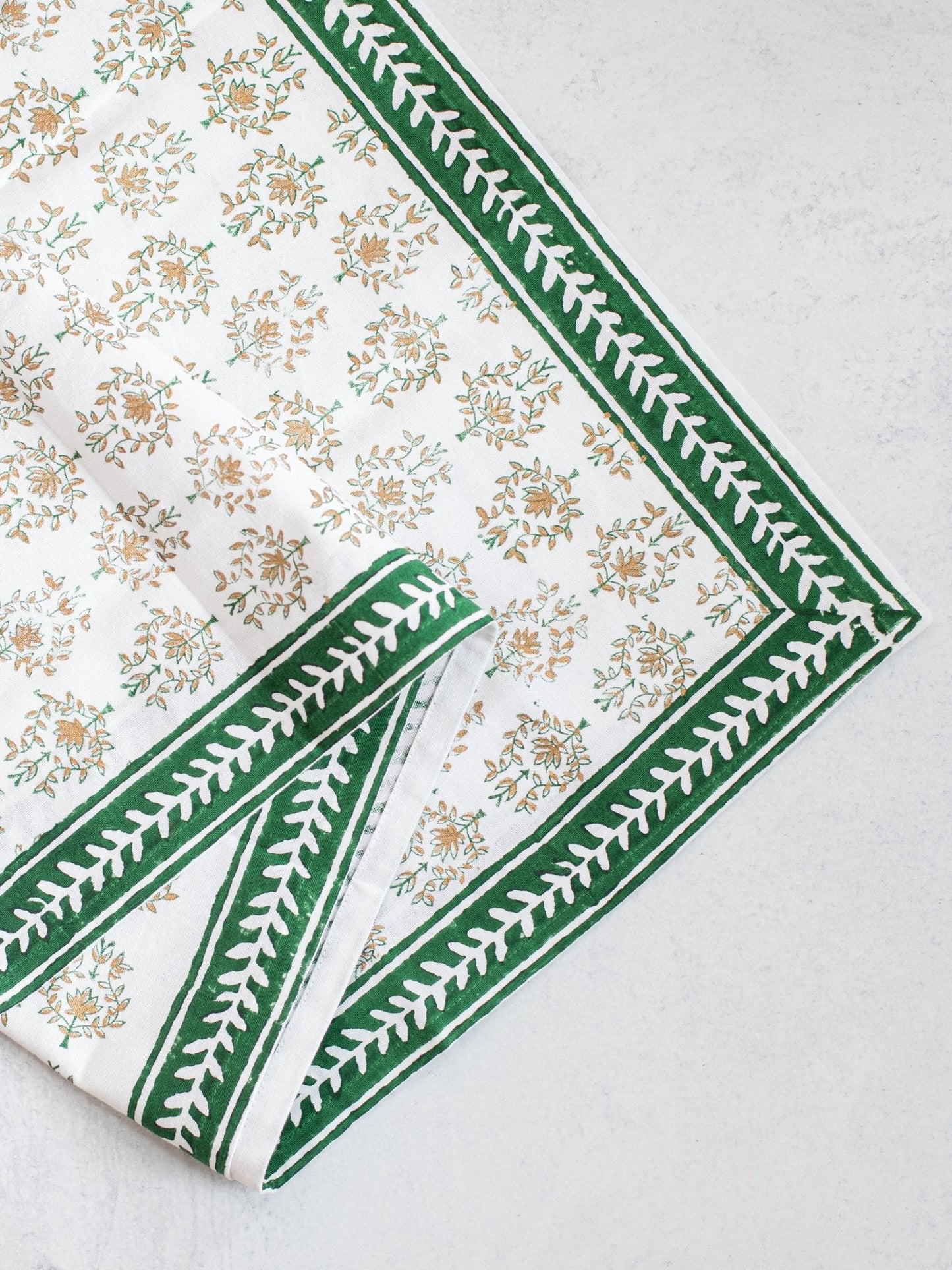 Tablecloth - Lotus, Evergreen & Gold