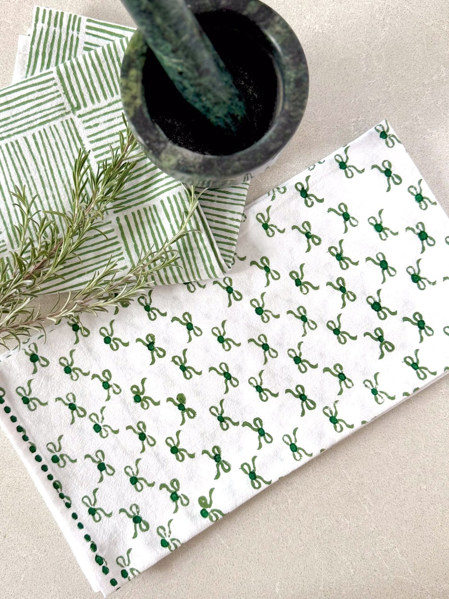Tea Towel - Striped, Sage