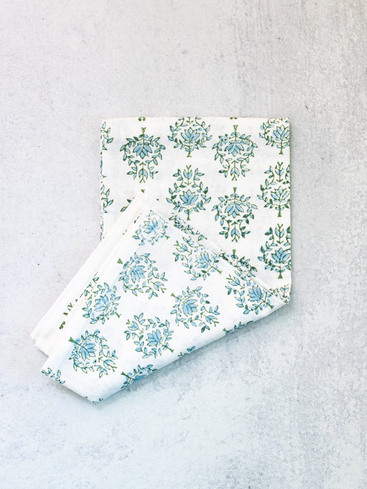 Tea Towel - Lotus, Sage & Uniform Blue