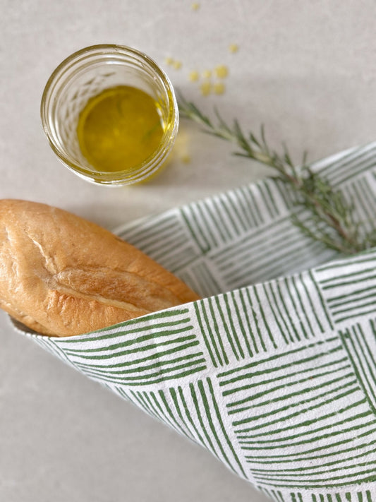 Tea Towel - Striped, Sage