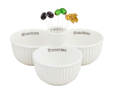 Triple Snack Dish & Toothpick Set