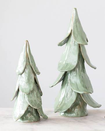 Handmade Stoneware Tree, Reactive Glaze, Mint Color ~ 2 Sizes to Choose From