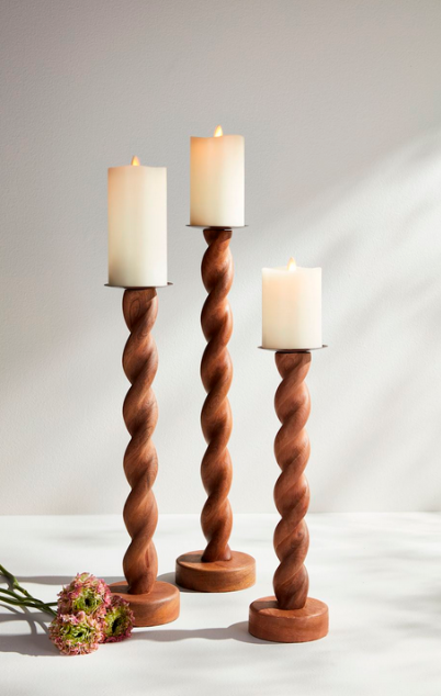 Twisted Wood Candlestick ~ 3 Sizes to Choose From