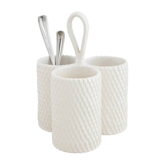 Woven Stoneware Utensil Holder