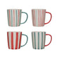 14 oz. Hand-Painted Stoneware Mug, Red, Aqua & Cream Color ~ 4 Styles to Choose From