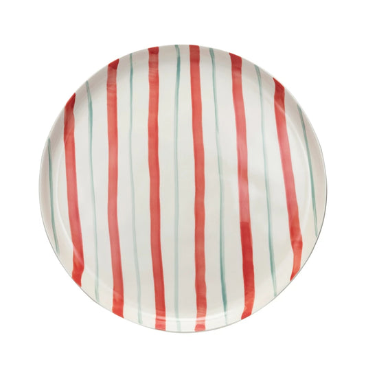 Hand-Painted Stoneware Plate w/ Stripes