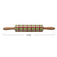 Plaid Stoneware Rolling Pin with Wood Handles