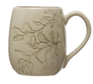 16 oz. Debossed Stoneware Mug ~ 4 Styles