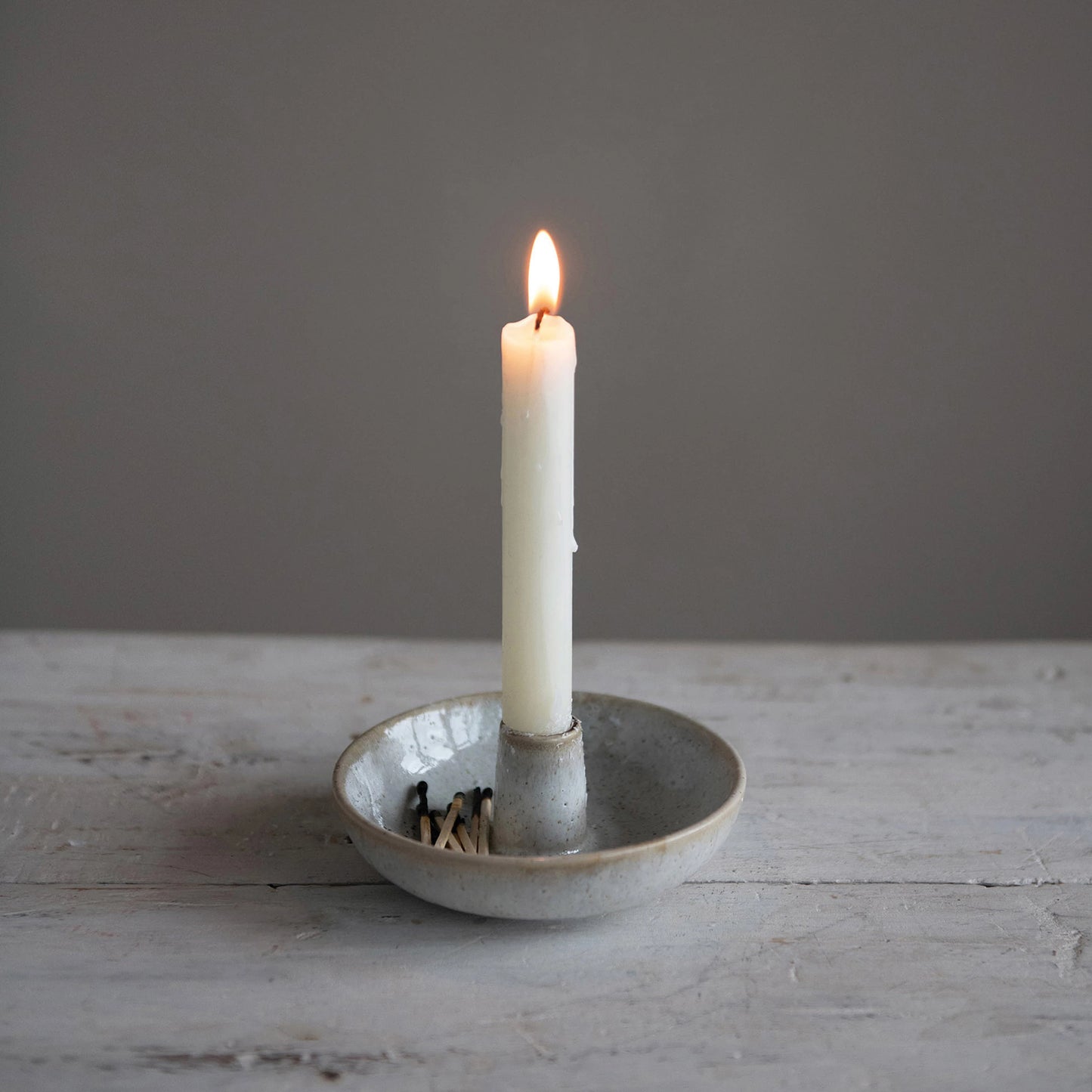 Stoneware Dish with Toothpick Holder