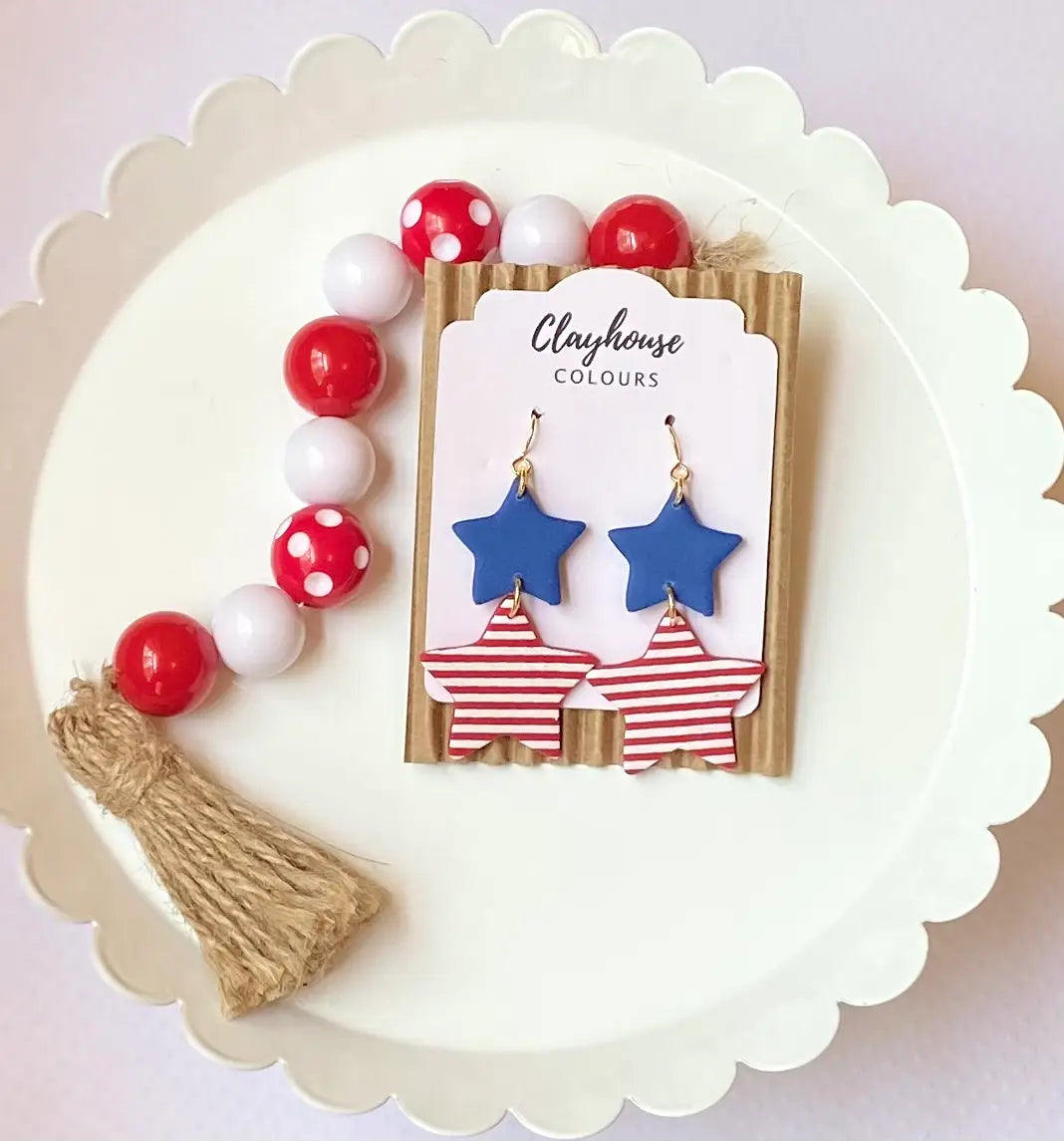 Red, White & Blue Clay Earrings | Patriotic Earrings