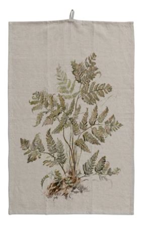 Cotton & Linen Printed Tea Towel with Botanical Image & Loop ~ 3 Styles